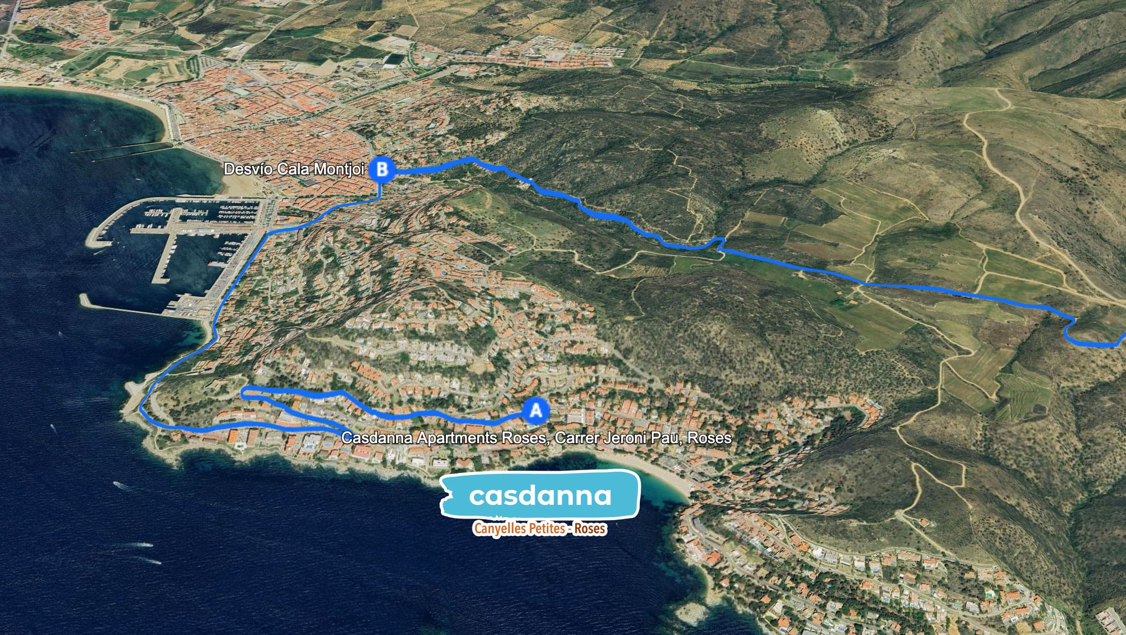 B: Exit toward Cala Montjoi