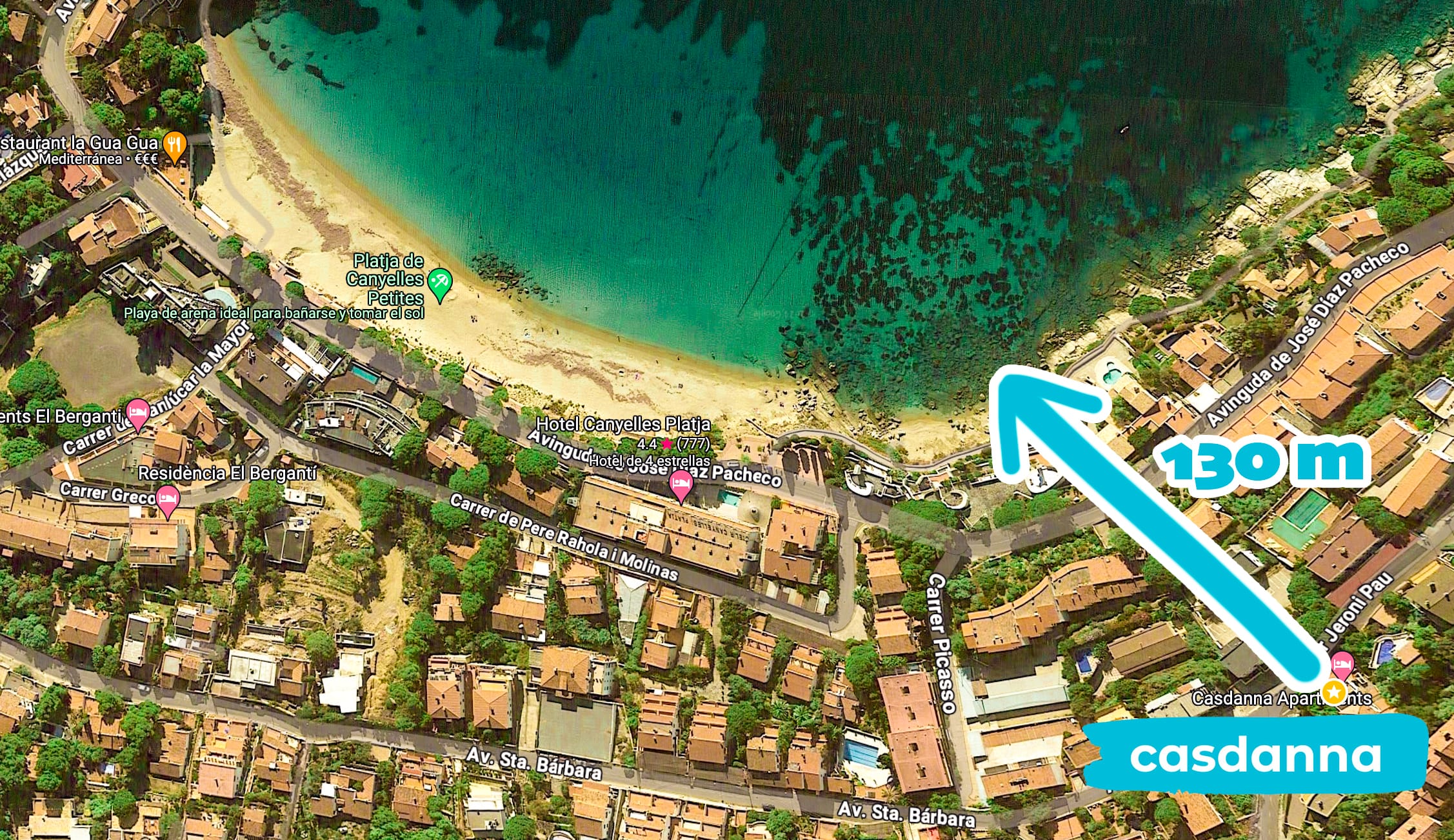 Canyelles Petites Strand Casdanna 130 meter