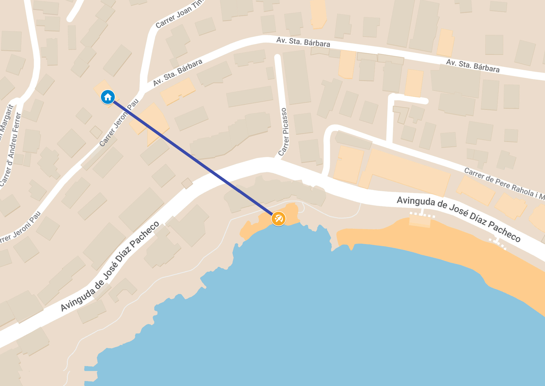 Lage und Zugang zum Strand. 130 Meter Entfernung