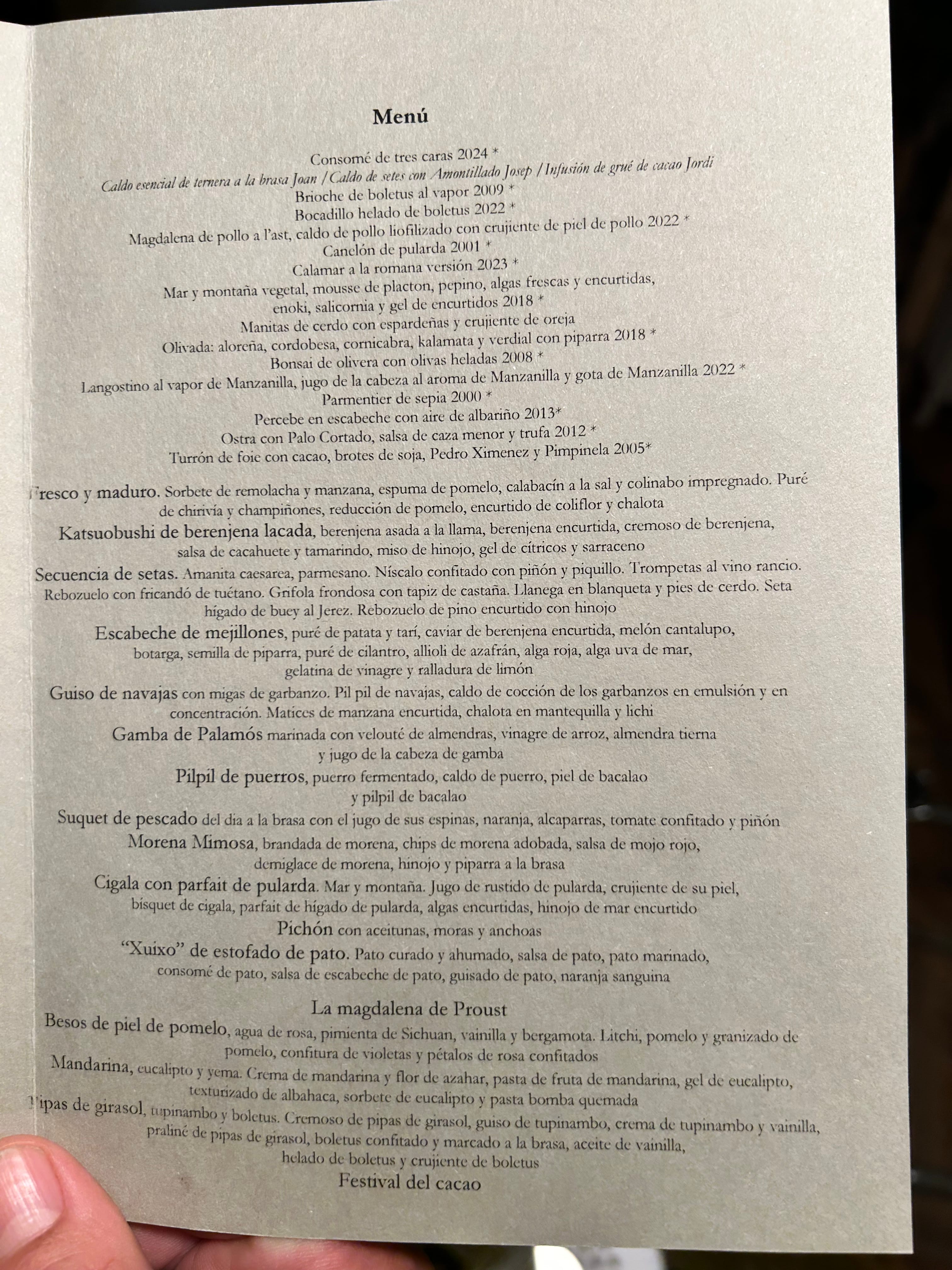 Menu Festival du Celler Can Roca adapté à la saison